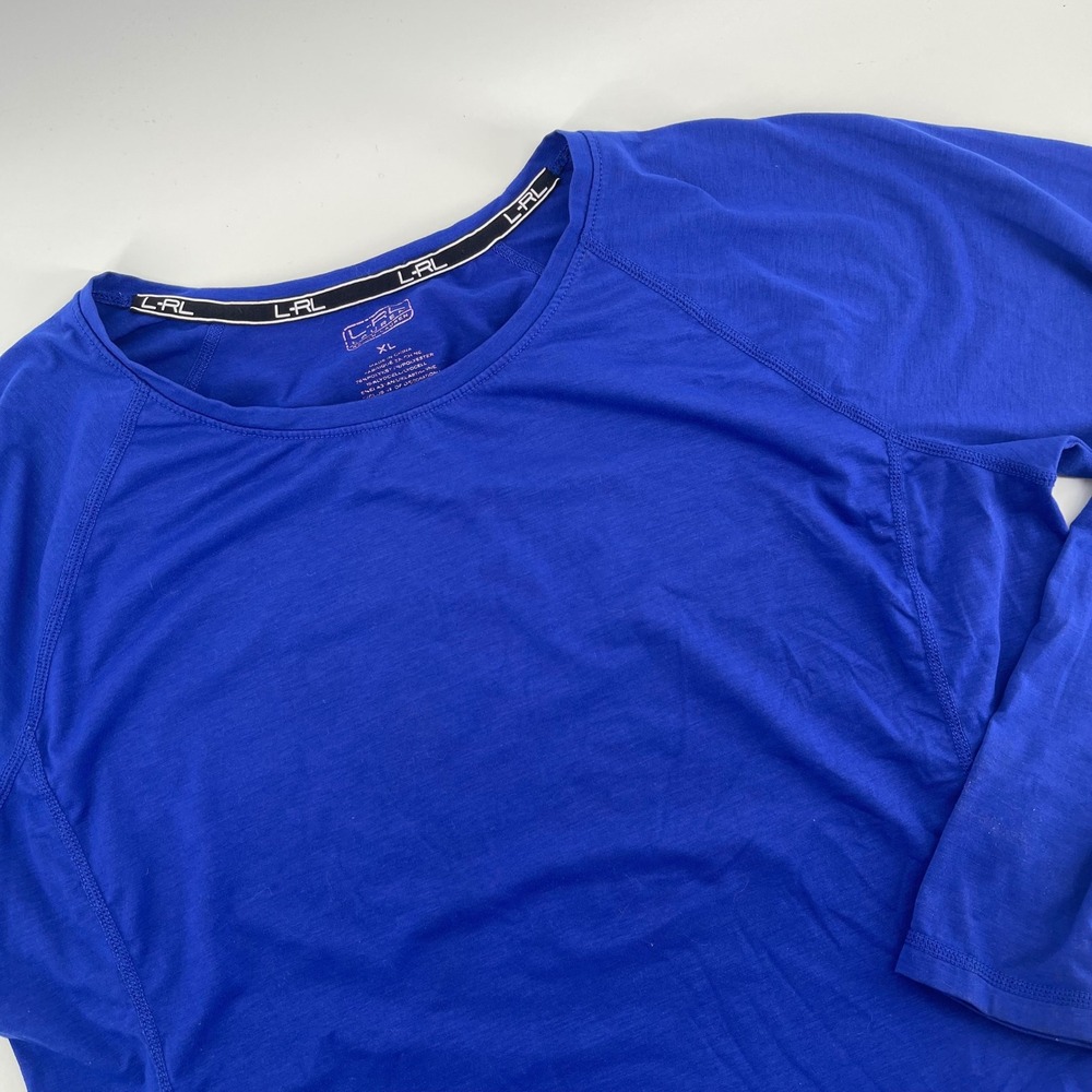 LRL Lauren Ralph Lauren Womens Blue Crew Neck‎ Long Sleeve Athletic Shirt XL